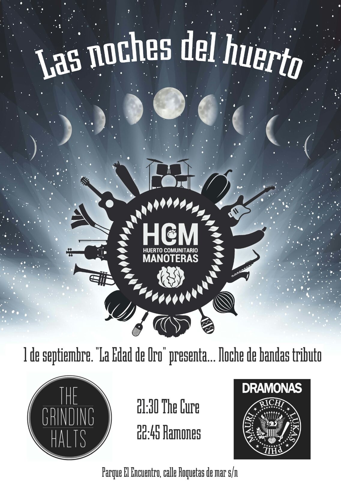 Las Noches del Huerto de Manoteras: conciertos de The Grinding Halts y Dramonas
