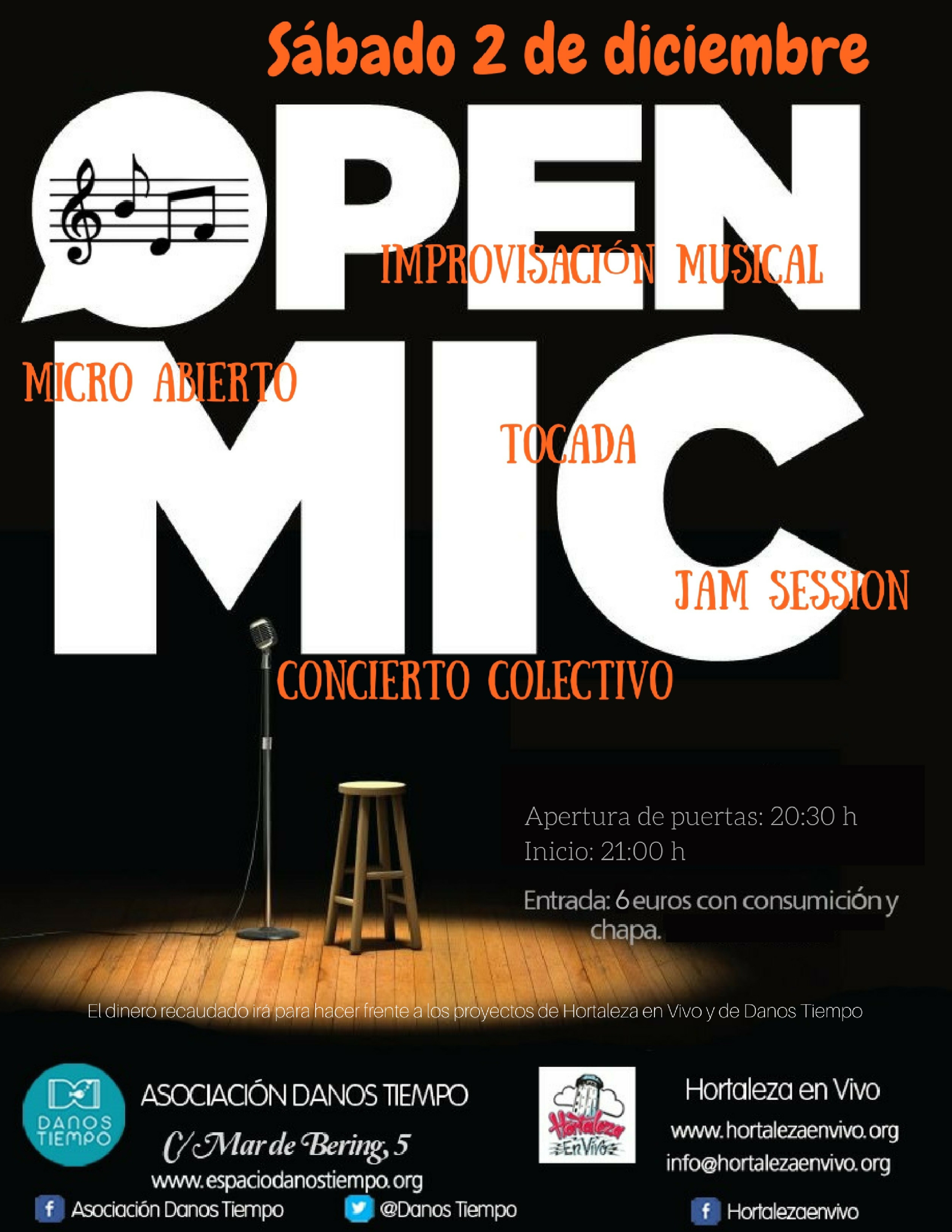 Micro abierto y concierto colectivo en Danos Tiempo