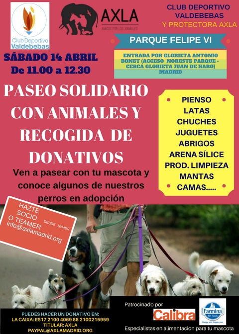Paseo solidario y recogida de donativos en el parque forestal Valdebebas