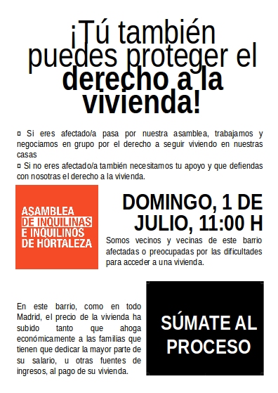 Reunión de la Asamblea de Inquilinas e Inquilinos de Hortaleza