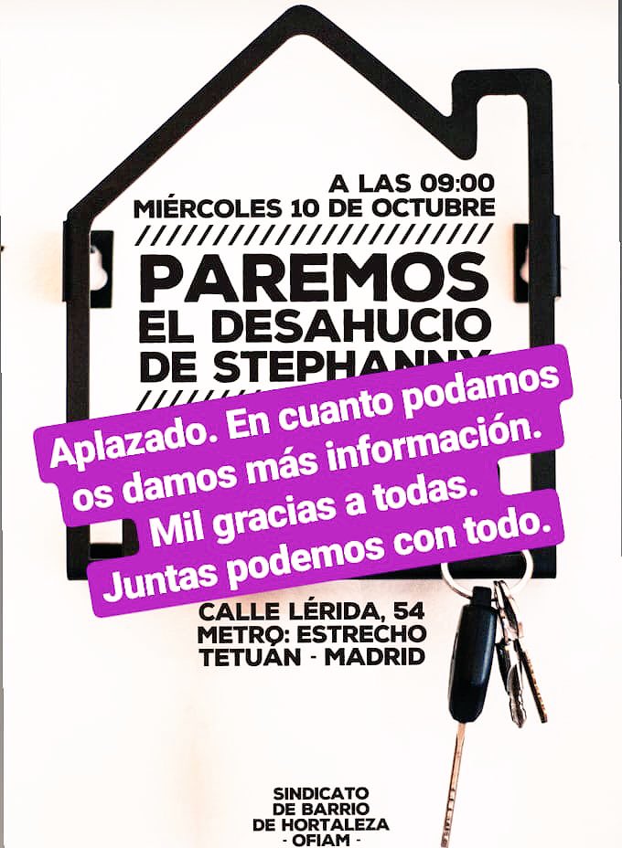 (APLAZADO) Detener el desahucio: #StephannySeQueda