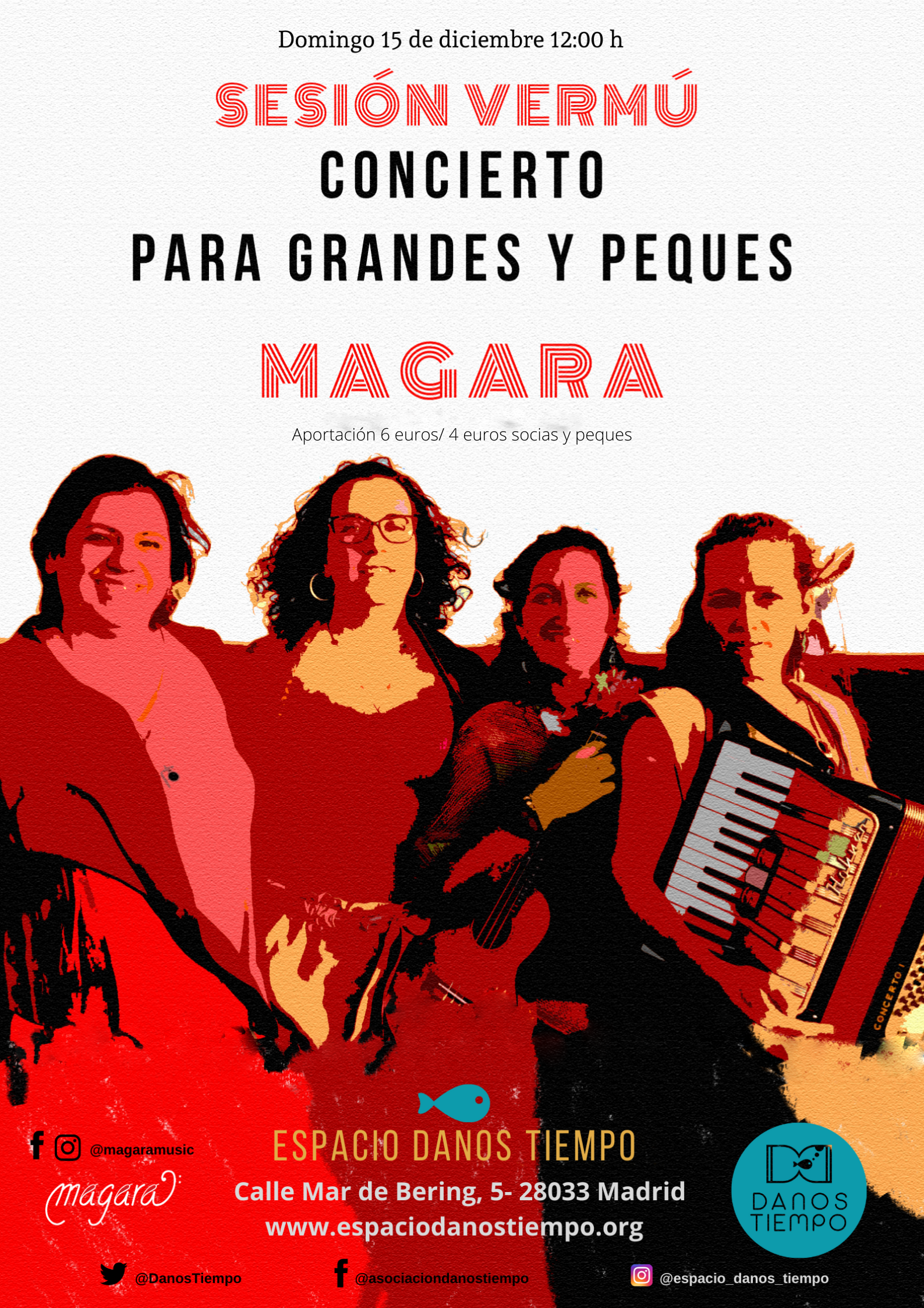 Aportación 6 euros 4 euros socias y peques 1