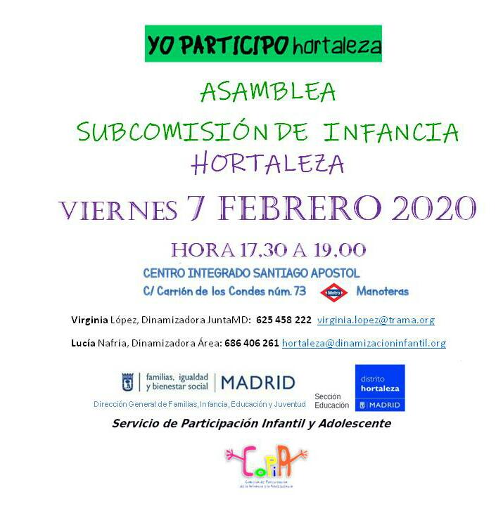 CARTEL Subcomisión Infancia Hortaleza