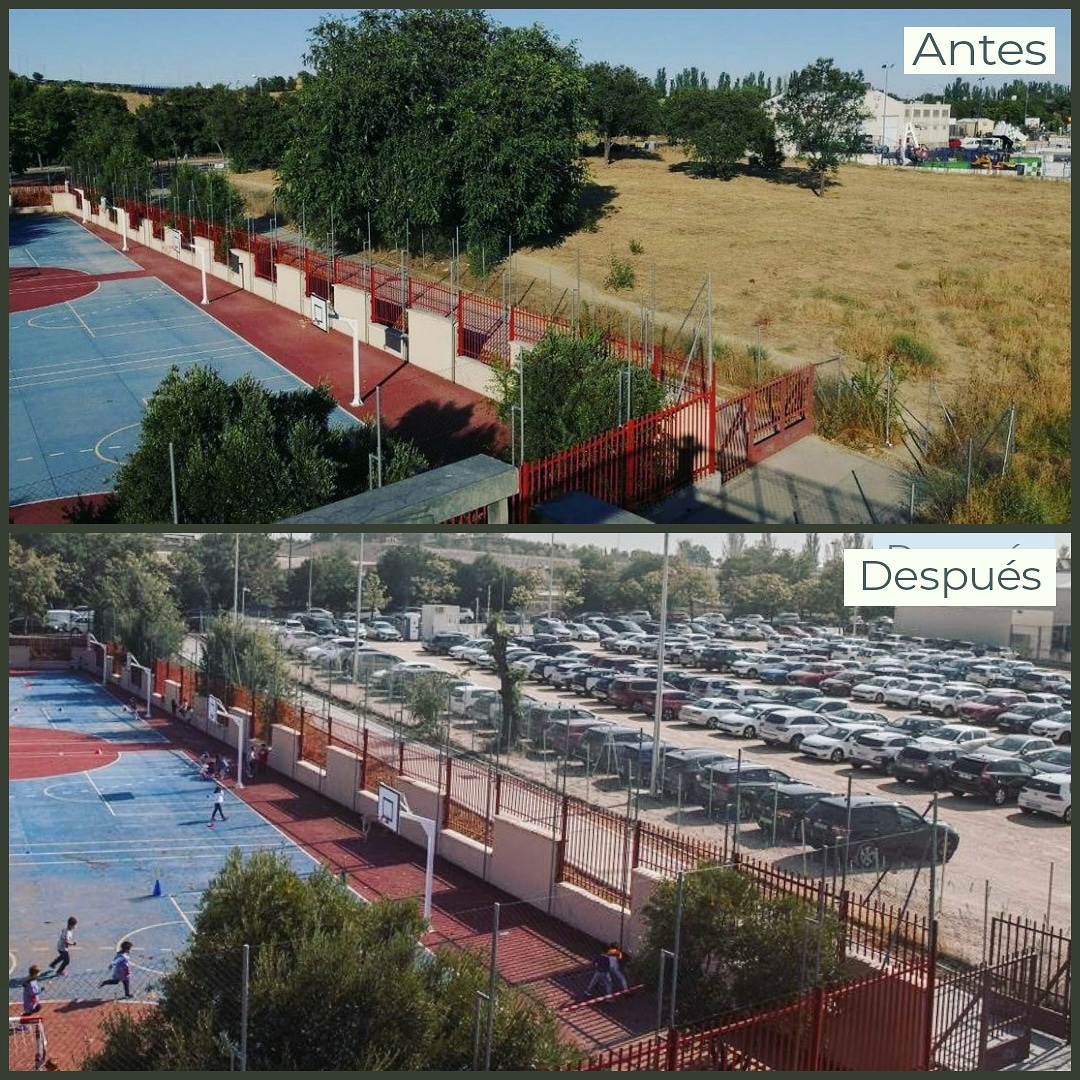 Antes y despues parking Iberdrola