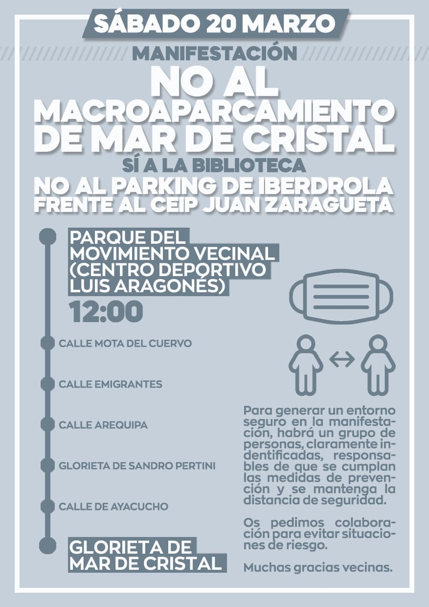 Recorrido Mani contra los parkings 20 marzo Hortaleza