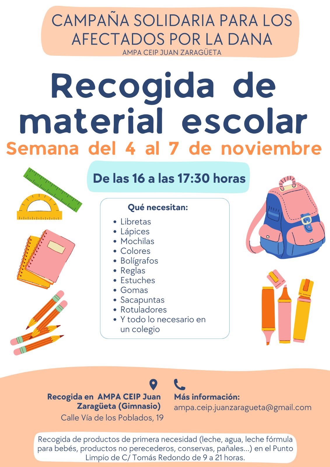 Ayuda material escolar Valencia Juan Zaragueta