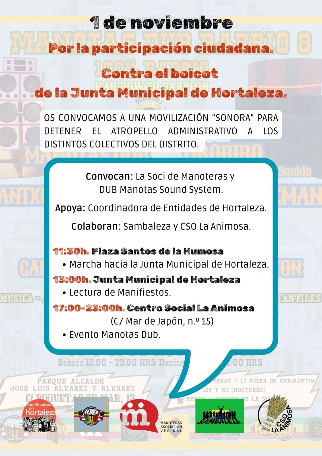 Cartel manifestacion Manoteras